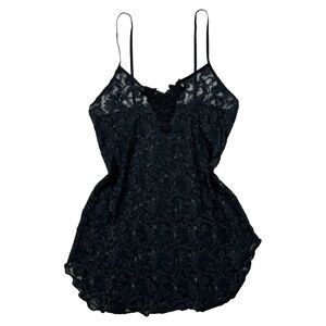 Vintage Black Lace Mini Slip Dress